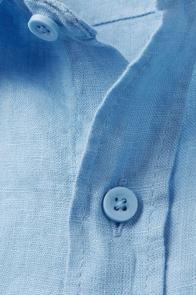 Blue Long Sleeve 100% Linen Shirt, B601_130K, large image number 4