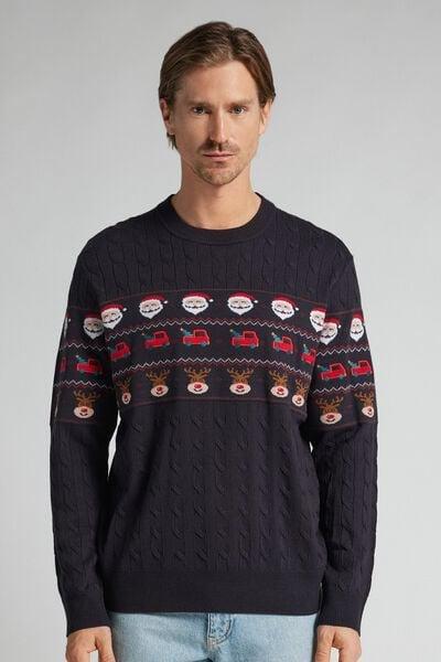 Blue Christmas Characters Sweatshirt, Midnight Blue, large image number 0