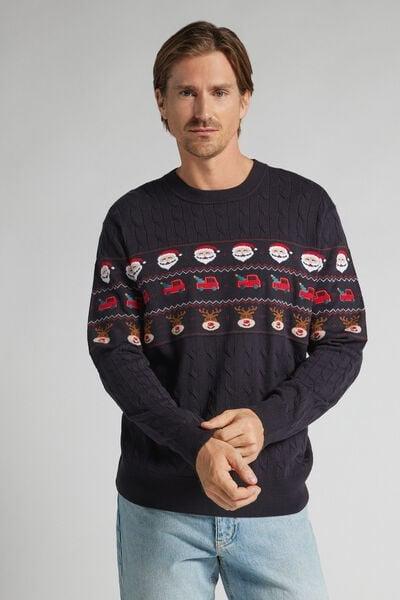 Blue Christmas Characters Sweatshirt, Midnight Blue, large image number 1