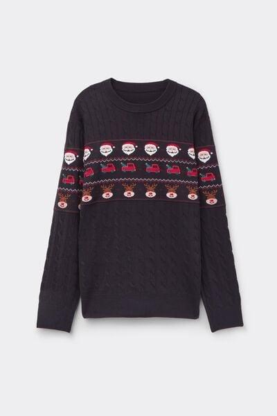 Blue Christmas Characters Sweatshirt, Midnight Blue, large image number 4