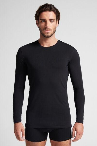 Black Long-Sleeved Superior Cotton Top, , large image number 0