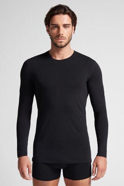 Intimissimi UOMO - Black Long-Sleeved Superior Cotton Top