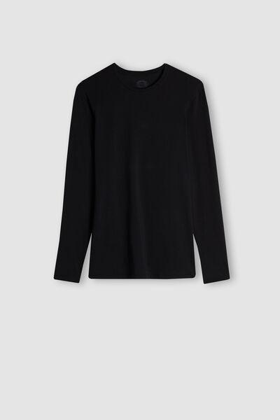 Intimissimi UOMO - Black Long-Sleeved Superior Cotton Top