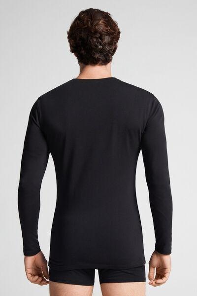 Intimissimi UOMO - Black Long-Sleeved Superior Cotton Top