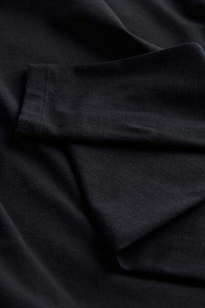 Black Long-Sleeved Superior Cotton Top, , large image number 4