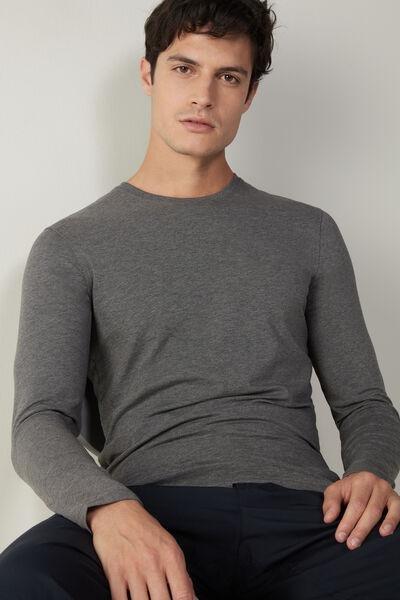 Grey Long-Sleeved Superior Cotton Top, , large image number 1