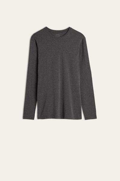 Grey Long-Sleeved Superior Cotton Top, , large image number 2