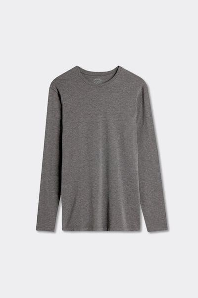 Grey Long-Sleeved Superior Cotton Top, Graphite Grey Blend, medium
