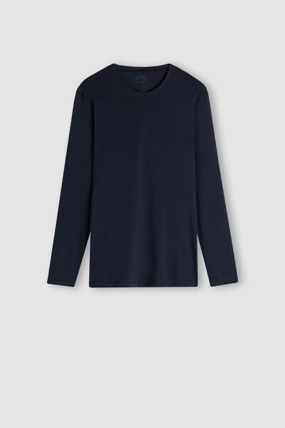 Blue Long-Sleeved Superior Cotton Top, , large image number 2