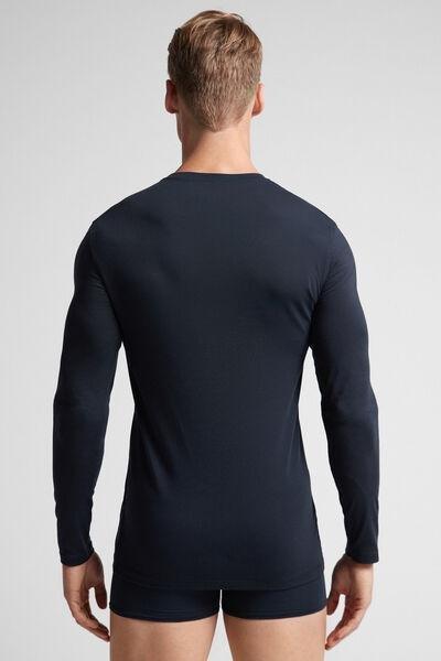 Blue Long-Sleeved Superior Cotton Top, , large image number 3