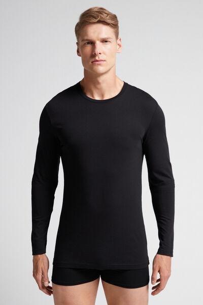 Black Long-Sleeved Superior Cotton Top, , medium
