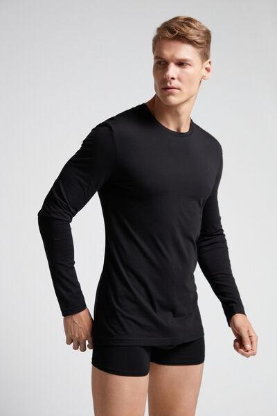 Black Long-Sleeved Superior Cotton Top, , large image number 1