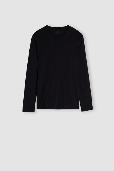 Black Long-Sleeved Superior Cotton Top, , large image number 2