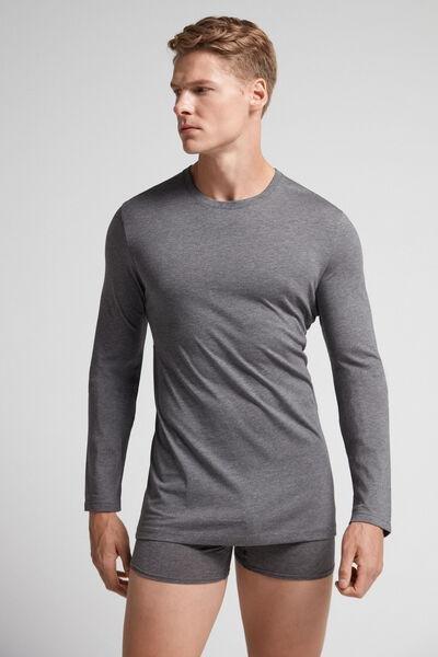 Grey Long-Sleeved Superior Cotton Top, , large image number 1