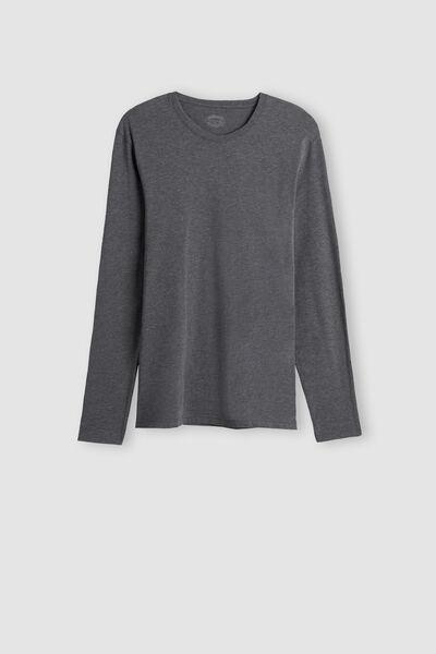 Grey Long-Sleeved Superior Cotton Top, , large image number 2