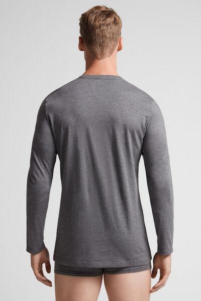 Grey Long-Sleeved Superior Cotton Top, , large image number 3
