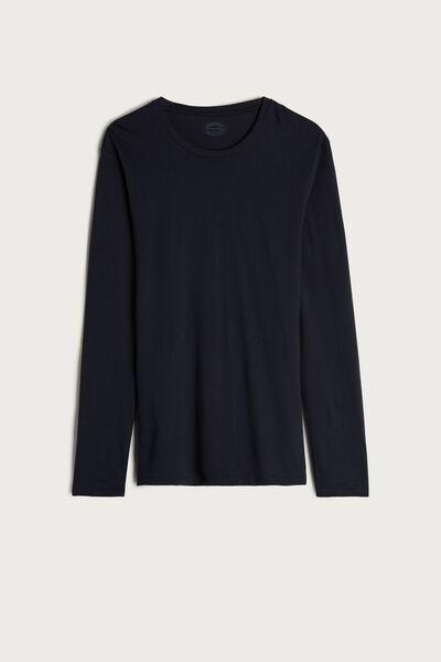 Blue Long-Sleeved Superior Cotton Top, , large image number 2