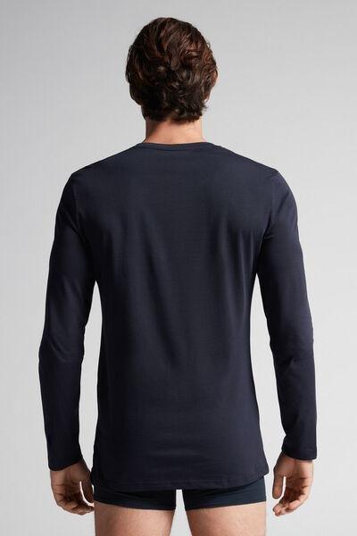 Intimissimi UOMO - Blue Long-Sleeved Superior Cotton Top