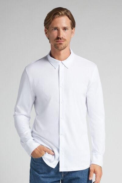 White Mercerised Premium Cotton Shirt, White, medium