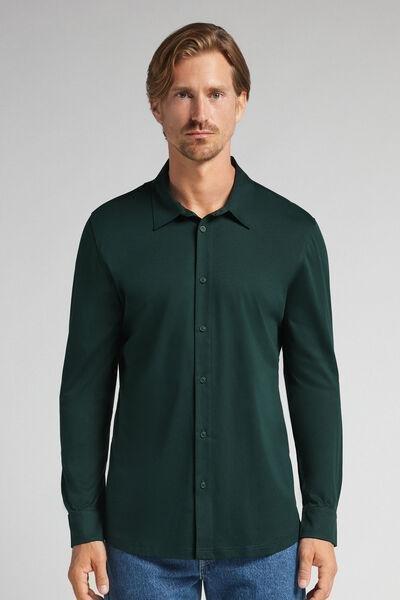 Green Mercerised Premium Cotton Shirt, , large image number 0