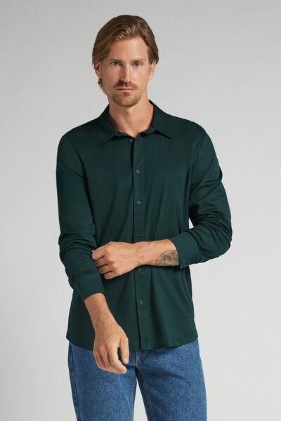 Green Mercerised Premium Cotton Shirt, , large image number 1