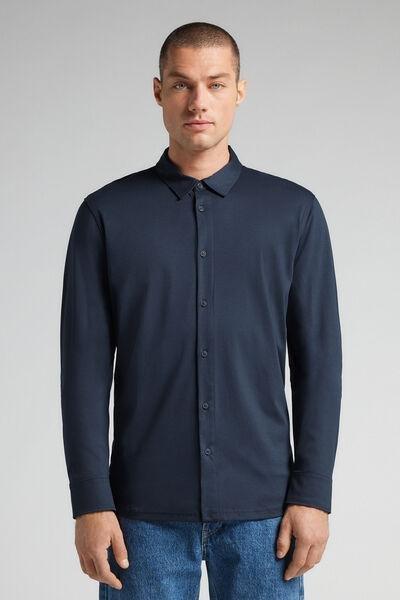 Navy Mercerised Premium Cotton Shirt, B601_490J, large image number 0