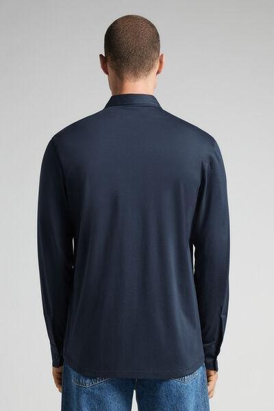 Navy Mercerised Premium Cotton Shirt, B601_490J, large image number 3
