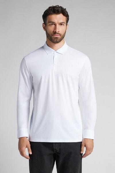 White Mercerised Polo Shirt, , medium