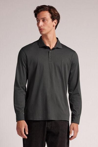 Grey Pique Polo Cotton Shirt, , large image number 1