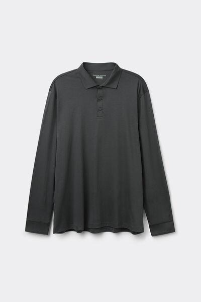 Grey Pique Polo Cotton Shirt, , large image number 2
