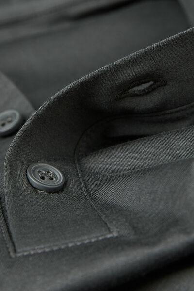 Grey Pique Polo Cotton Shirt, , large image number 4