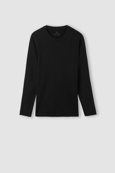 Black Warm Cotton Long-Sleeved Top, , large image number 2