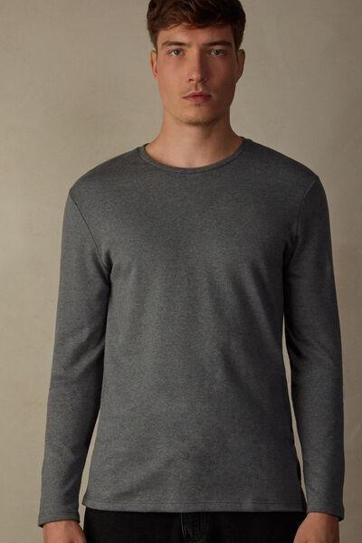 Grey Warm Cotton Long-Sleeved Top, , medium