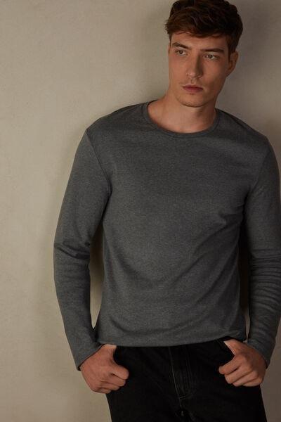 Grey Warm Cotton Long-Sleeved Top, , large image number 1