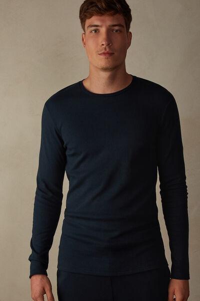 Blue Warm Cotton Long-Sleeved Top, , large image number 0