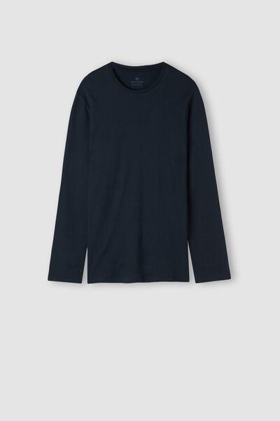Blue Warm Cotton Long-Sleeved Top, , large image number 2