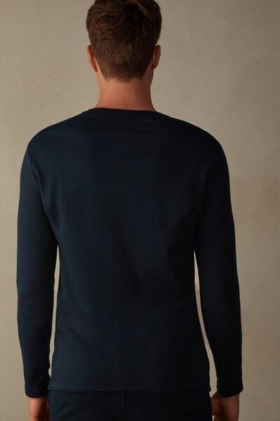 Blue Warm Cotton Long-Sleeved Top, , large image number 3