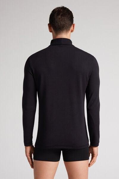 Black Long-Sleeve High-Neck Top, , large image number 3