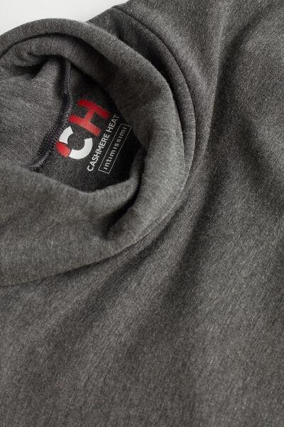 Grey Long-Sleeved High Neck Modalcashmere Top, , large image number 4