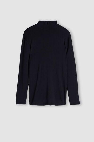 Blue Long-Sleeve High-Neck Top, , large image number 2