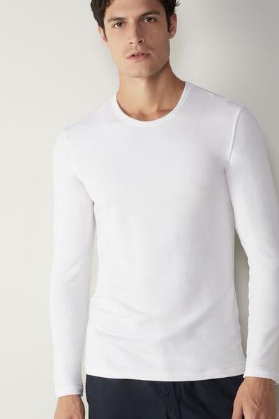 White Long-Sleeved Modal Cashmere Top, , large image number 0