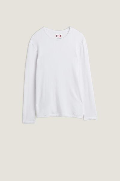 White Long-Sleeved Modal Cashmere Top, , large image number 2