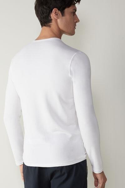 White Long-Sleeved Modal Cashmere Top, , large image number 3