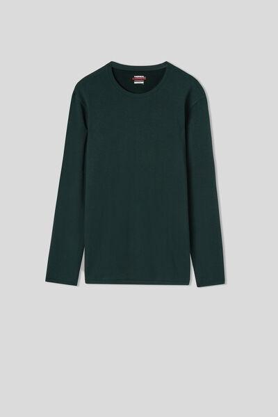 Green Long-Sleeved Modal Cashmere Top, , large image number 2