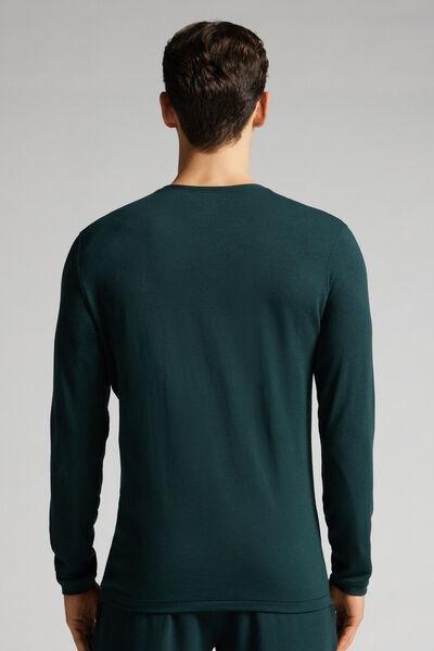 Green Long-Sleeved Modal Cashmere Top, , large image number 3