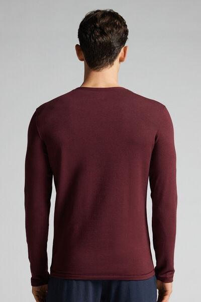 Burgundy Long-Sleeved Modal Cashmere Top, , large image number 3