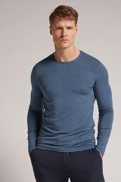 Blue Blend Long-Sleeved Modal Cashmere Top, , large image number 1