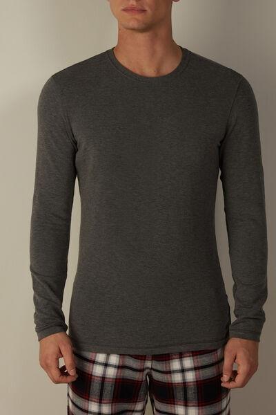 Grey Long-Sleeved Modal Cashmere Top, , medium