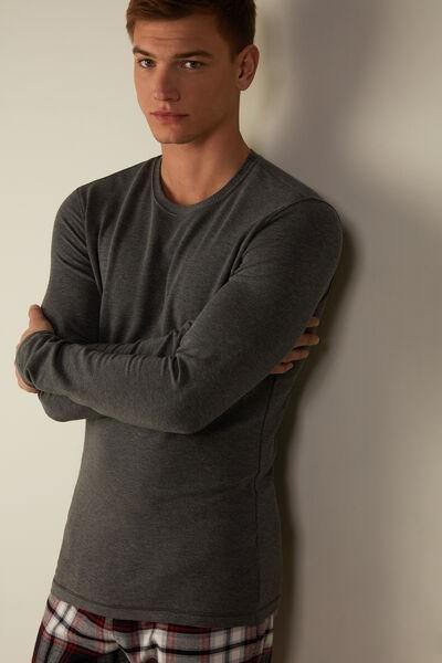 Grey Long-Sleeved Modal Cashmere Top, , large image number 1