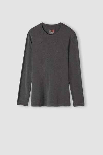 Grey Long-Sleeved Modal Cashmere Top, , large image number 2